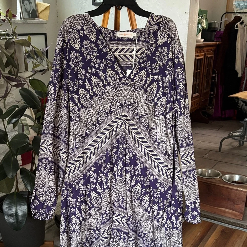 Tory Burch Bourdelle Silk Long Sleeved Tunic Dress Size 12